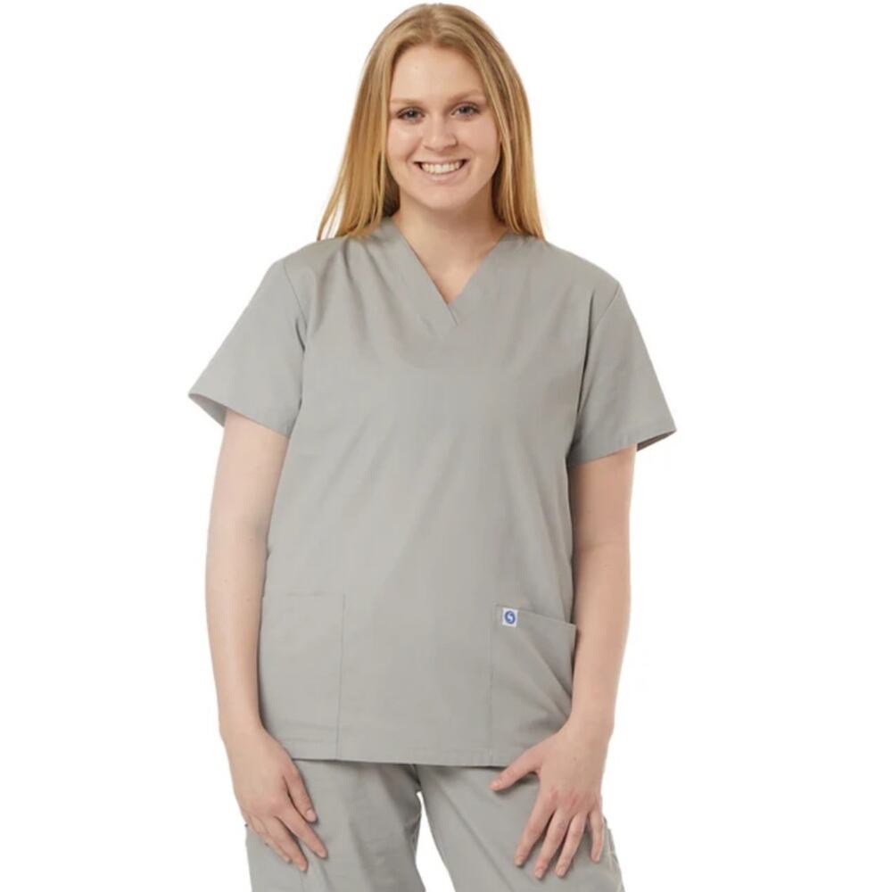New SPECTRUM UNIFORMS Unisex V-Neck Scrub Tunic Top 221C Gray SIZE 2X